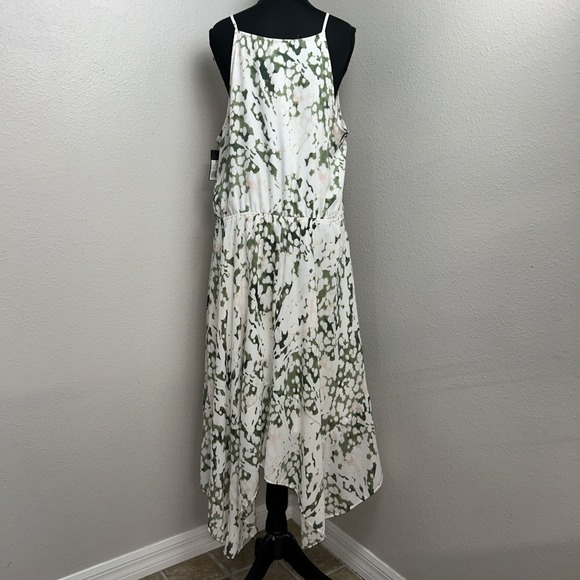 New Mossimo Halter Dress Women's XL White Geometric Tie‎ Waist Sleeveless Party - Picture 2 of 9